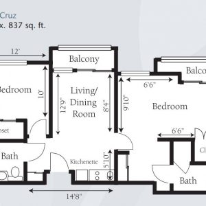 Brookdale Irvine - floor plan 2 bedroom Santa Cruz.JPG