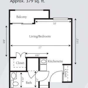 Brookdale Irvine - floor plan studio Villa.JPG