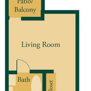 Del Obispo Terrace - floor plan studio with patio.JPG