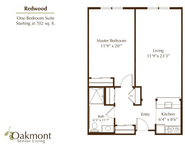 Oakmont of Orange - floor plan 1 bedroom Redwood.JPG