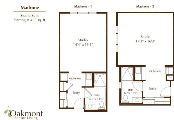 Oakmont of Orange - floor plan studio Madrone I & II.JPG