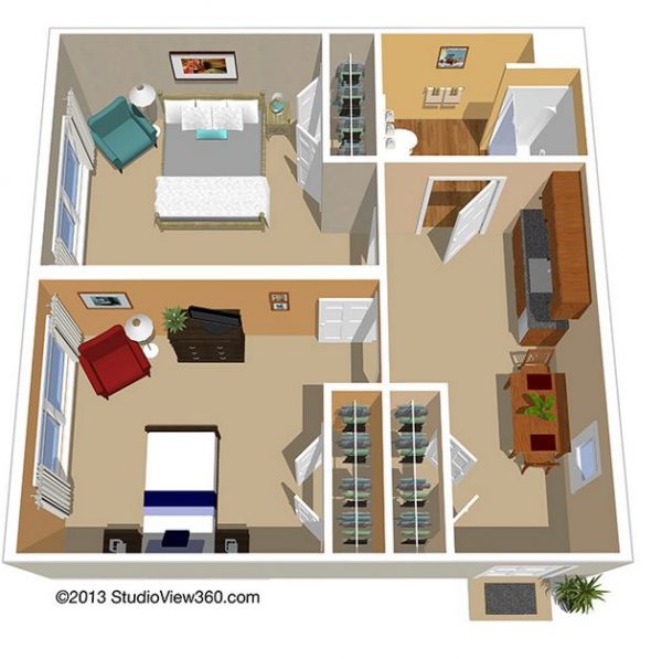 Sunrise at Mission Viejo - floor plan private room shared bath companion suite.JPG