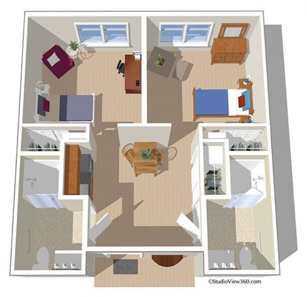 Sunrise at Yorba Linda - floor plan private room and bath shared common area companion suite.JPG