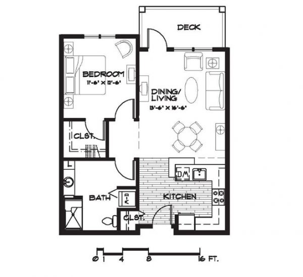 Walnut Village - floor plans 1 bedroom B1.JPG