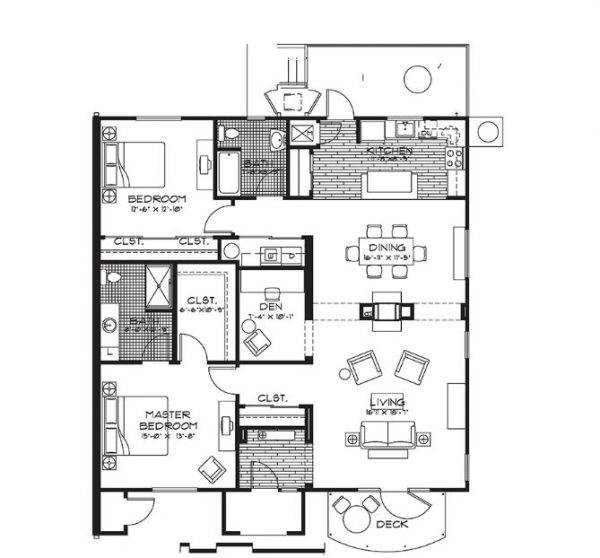 Walnut Village - floor plans 2 bedroom + den cottage.JPG