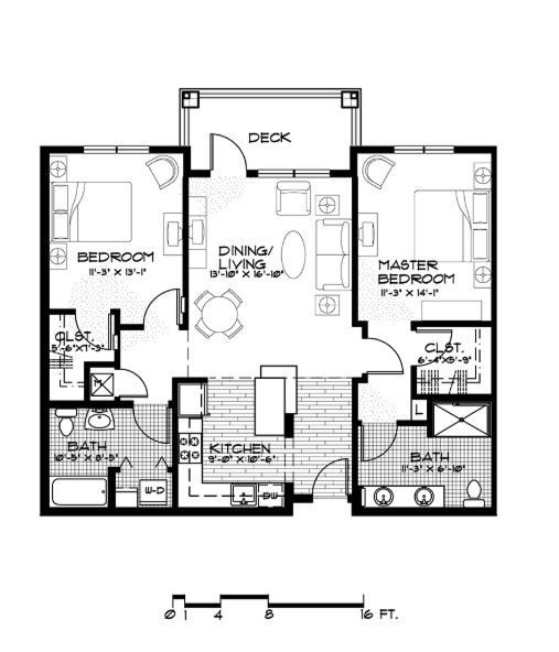 Walnut Village - floor plans 2 bedroom E1.JPG