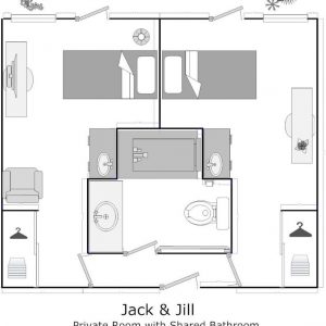 Whitten Heights Assisted Living and Memory Care - floor plan private room shared bath Jack & Jill.JPG
